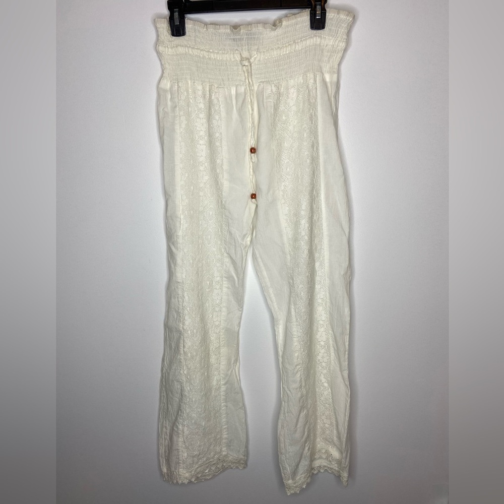S.R. Fashion 100% Cotton Pants Lace on front Size S/M NWOT Summer